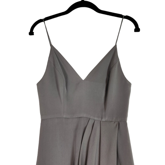 Shona Joy Stellar Drape Dress Charcoal Grey Spaghetti Strap Sweetheart Neck sz 4 - Picture 5 of 14